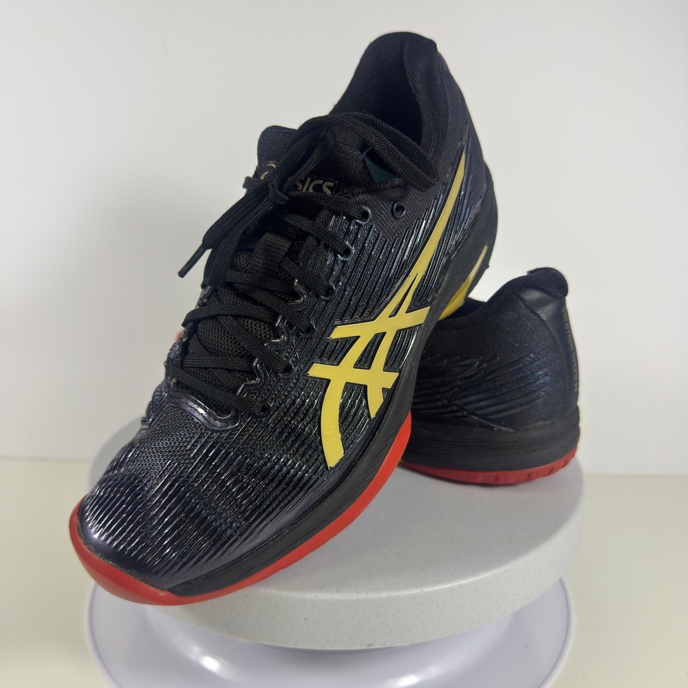 Asics Solution Speed FF Womens Tennis Shoes Black Gold Red FlyteFoam Size 5
